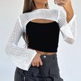 thumbnail image 3 of Señoras Hollow Out Top O Neck Super Short Pullover Elegante Color Sólido Streetwear FLhrweasw Nuevo, 3 of 7