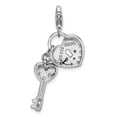 thumbnail image 3 of 925 Sterling Silver Rhodium-plated CZ Heart and Key With Lobster Clasp Charm Pendant; for Adults and Teens; for Women and Men, 3 of 3
