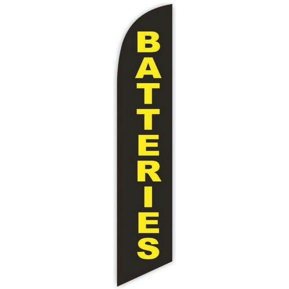 Cobb Promo Batteries Black Advertising Feather Flag 12ft - Replacement Flag Only Without Poleset