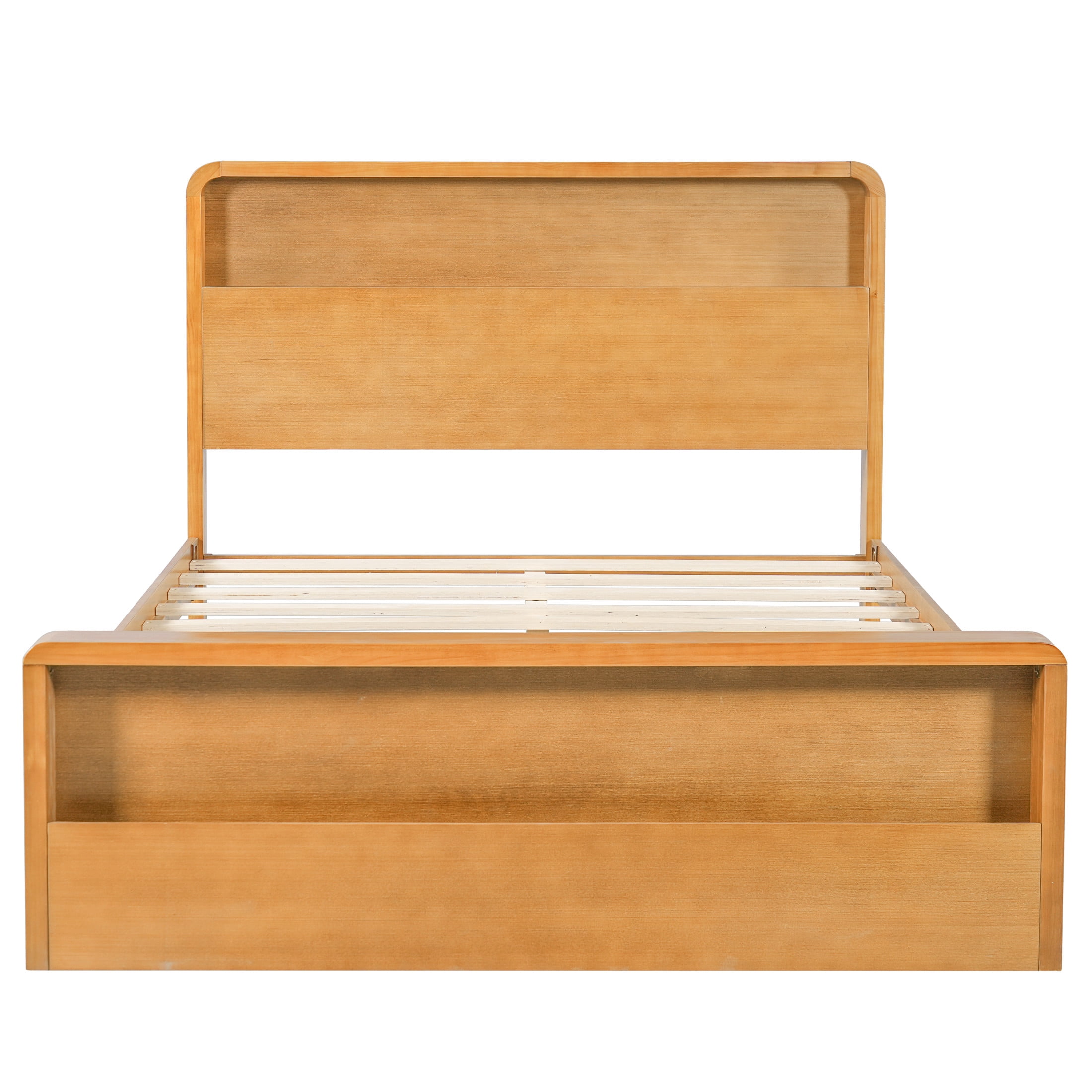 Christopher Knight Home Queen Solid Wood Bed Frame with Open Storage Headboard & Footboard, Light Brown
