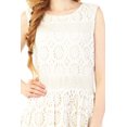 thumbnail image 3 of Embroidered white Lace Cotton Crochet Dress on off white Ecru polyester lining Sleeveless Knee Length Country Casual Spring summer Dress, 3 of 4