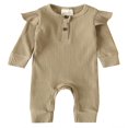 thumbnail image 1 of MesaSe Infant Kids Baby Girl Boy Solid Color Long Ruffle Sleeve O-Neck Ribbed Jumpsuit Navy Blue 9-12 Months, 1 of 9