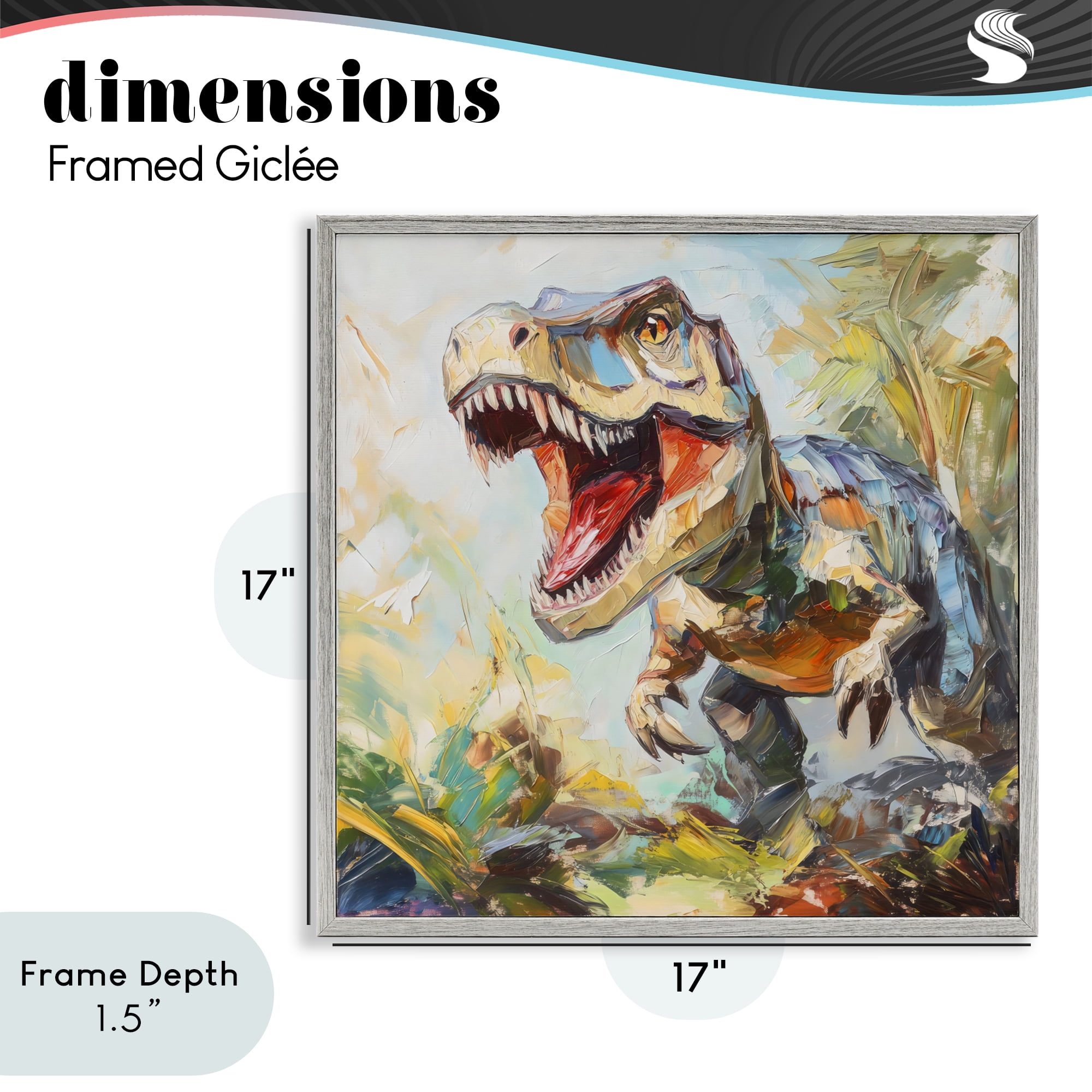 Stupell Industries Enchanting T-Rex Roar Gray Framed Giclee Art, design by Creative Studio
