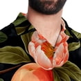 thumbnail image 5 of Peach Men's Short Sleeve Printed Poplin Shirt with Spread Collar Tops - Casual Button Down Summer Beach Shirt for Men and Women, 5 of 6