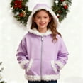 thumbnail image 2 of Fgnfyis Girls Full Zip Hoodie Hooded Sweatshirt with Front Pockets Soft Cozy Pullover Jacket for Casual Outdoor Wear Light Purple 4-5 Years, 2 of 8