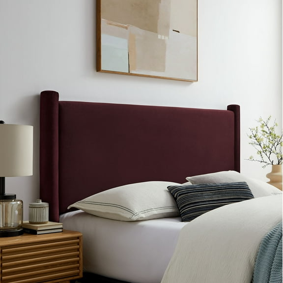 Modway Rael Performance Velvet King Headboard in Mulberry