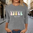 thumbnail image 2 of Camiseta de Cuello Redondo Impresa Casual de Manga 3/4 de Mujer Y Blusas, Tops de Moda de Otoño E Invierno, 2 of 7