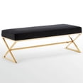 thumbnail image 5 of Posh Living Colin Velvet Upholstered Bench with Stainless Steel Legs Black/Gold, 5 of 8