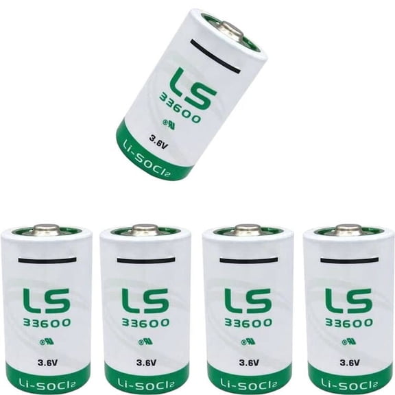 (5 Pack) LS33600 17000mAh 3.6V Battery for LS33600 D Size 3.6V Lithium Thionyl Chloride Battery