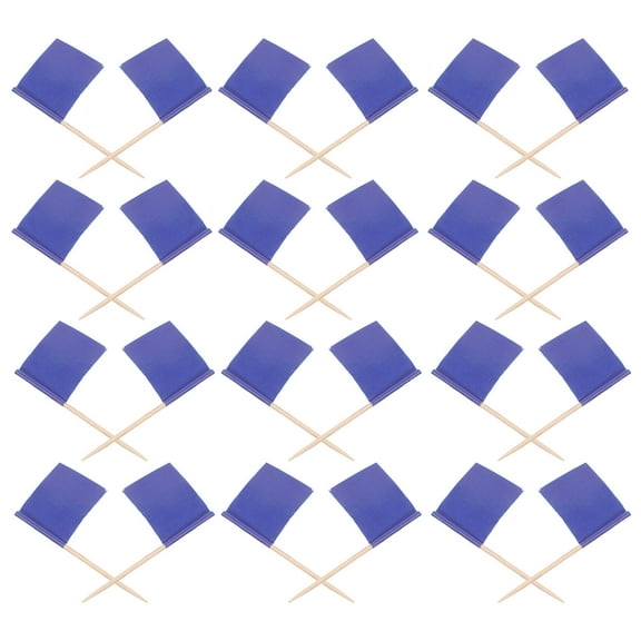 OUNONA 100Pcs Cheese Board Label Picks Blue Toothpick Flags for Wedding Events