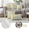 thumbnail image 6 of Yellow Grey Striped Outdoor Waterproof Pillow Covers, Geometric Vertical Stripes White Decorative Square Throw Pillowcase Sofa Cushion Sham for Patio/Couch/Chair, 16"x16" 2 Pack, 6 of 8