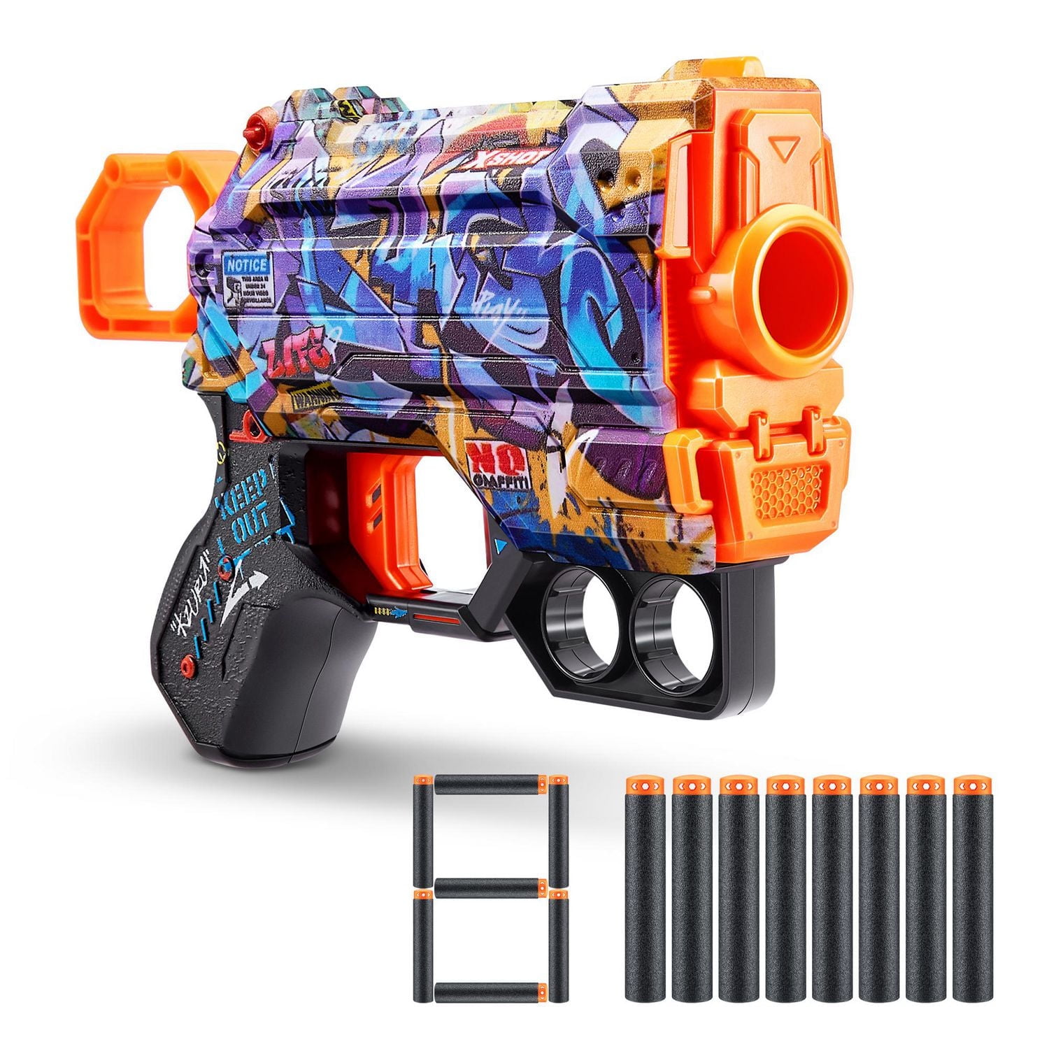 Pistolet à fléchettes Menace X-Shot Skins (8 fléchettes)