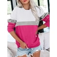 thumbnail image 2 of FUNING  Womens Crew Neck Solid/Color Block Sweatshirts Long Sleeve Casual Lightweight Pullover Tops, 2 of 7
