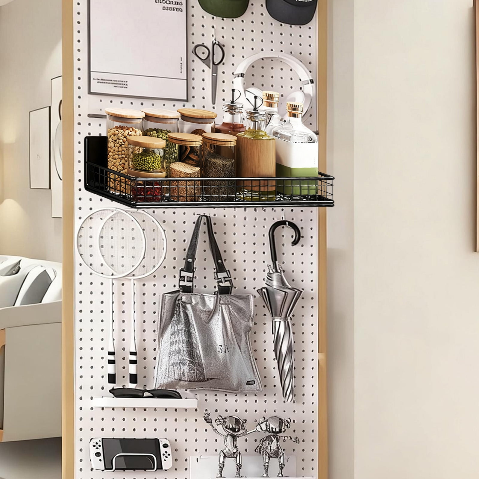 Magnetic Refrigerator Storage Basket Lint Collector Dryer Ball Organizer for Kitchen Laundry Room Office Classroom and Home Use