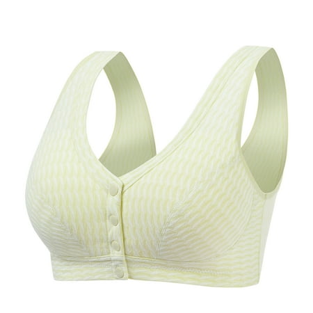TrendVibe365 Front Close Bras for Women Plus Size Floral Wireless Push up Bralette Padded Snap Front Closure Wide Strap Corset Full Coverage Crop Tank Top Comfortable Lingerie Green 85B