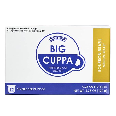 Big Cuppa - Coffee Pods (Bourbon Brazil, 12 Count) | Medium Roast | Naturally Caffeinated | Whiskey Barrel Aged