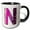Black/White, variant on 3drose, Pink and Purple Hearts and Dots Grunge Monogram Initial N, 11oz Two-tone Blue Mug
