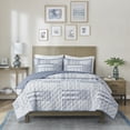 thumbnail image 2 of Madison Park King/Cal King Graham 3-Piece Jacquard Patchwork Quilt Set, Blue, 2 of 10