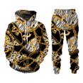thumbnail image 2 of Conjunto de 2 sudaderas con capucha y cadena de lujo para hombre, con estampado 3D de cuerpo completo, estilo retro, estilo corte, pantalón y traje, primavera y otoño, 2 of 5
