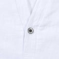 thumbnail image 6 of Men Henley Shirt Solid Color Cotton Linen Short Sleeve T-Shirts Band Collar Beach Vacation Pullover, 6 of 7