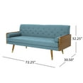 thumbnail image 6 of GDF Studio Aidan Mid Century Modern Tufted 3 Seater Sofa with Bolster Pillows, Blue Fabric and Dark Walnut, 6 of 9