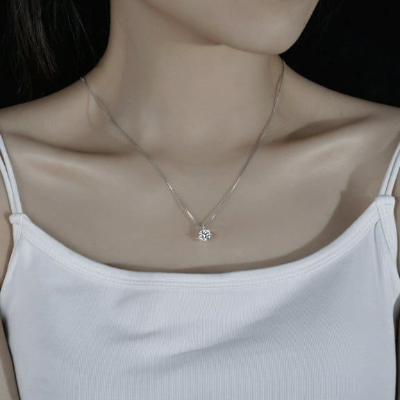 Moissanite Pendant. 925 Sterling Silver Necklace. This minimalist necklace features a 1-carat moissanite.