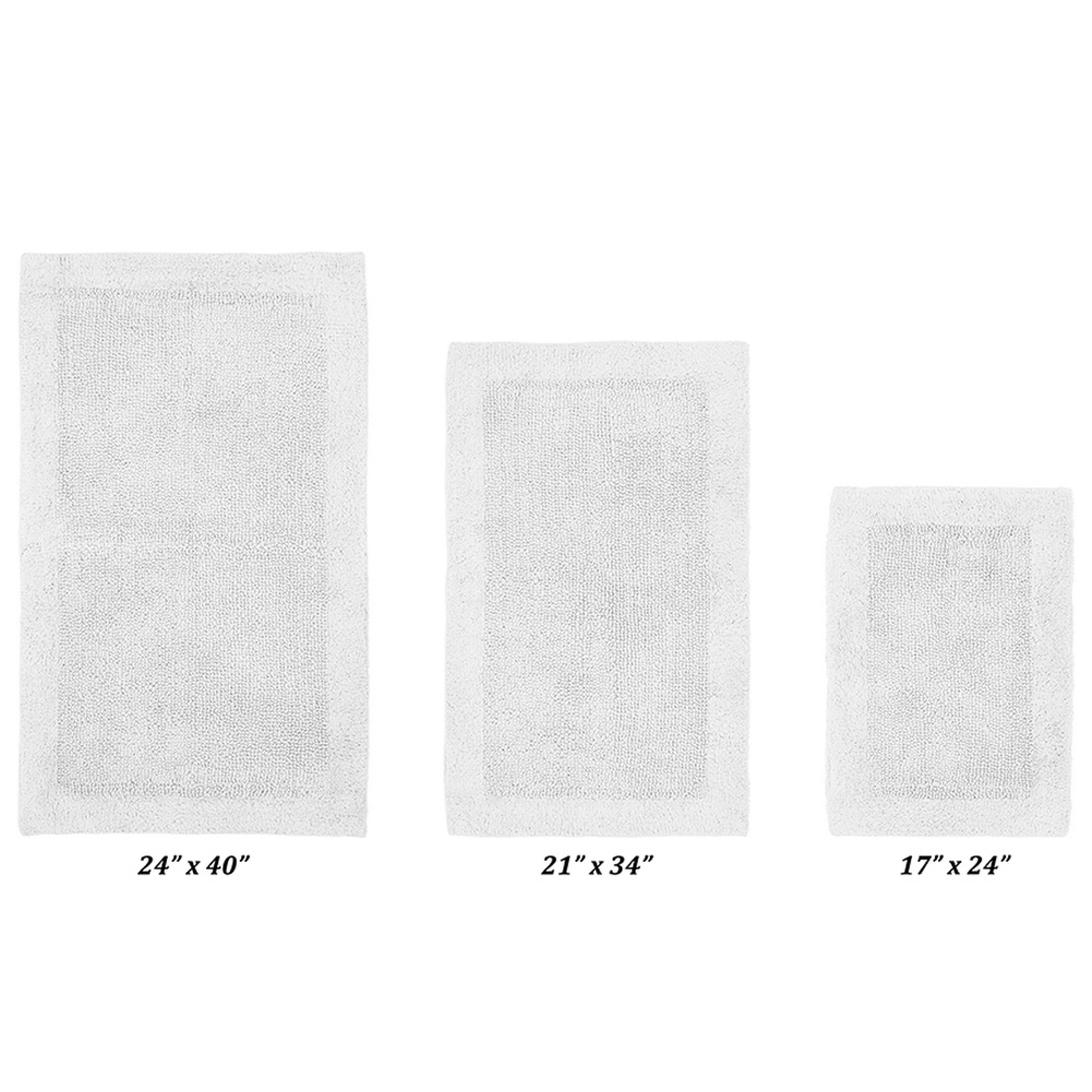 Better Trends Edge White 100% Cotton 3 Piece Bath Rug Set, 17" x 24" | 21" x 34" | 24" x 40"