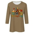 thumbnail image 3 of APEXFWDT Women's Plus Size Thanksgiving T-Shirt - 3/4 Sleeve Crew Neck Turkey Print Casual Tee, Festive Daily Wear,XXXXXL,Khaki, 3 of 4