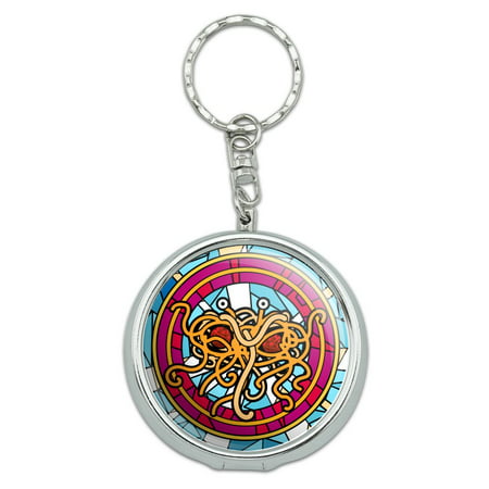 Flying Spaghetti Monster Stained Glass Portable Travel Size Pocket Purse Ashtray Keychain with Cigarette