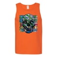 thumbnail image 2 of Wild Bobby, Colorful Abstract Skull Face Streetwear Mens Graphic Tank Top, Orange, 2XL, 2 of 3