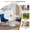 thumbnail image 6 of 5-Piece 31.5" Round Dining Table Set, Mid-Century Modern All-Metal Kitchen Table with Velvet Nailhead Trim Chairs & Stainless Steel Legs, for 4, Small Spaces, Apartments, Living Room, 6 of 7