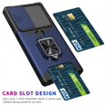 thumbnail image 5 of Design for Galaxy S24 FE Phone Case with Camera Lens Card Holder Stand Kickstand Heavy Duty Slim Shockproof Hybrid Rugged Drop Protective Cover for Samsung S24FE Women Men Blue, 5 of 14