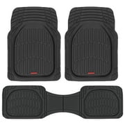 Motor Trend Original FlexTough Black Rubber Car Floor Mats with Trunk Cargo Liner - All Weather Automotive Floor Mats, Heavy Duty Trim to Fit Design, Floor Liners for Cars Truck Van SUV