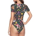 thumbnail image 4 of Easygdp Mushrooms Snails Butterflies Women's One-Piece Swimsuit Slim Fit Crew Neck Bodysuit Athletic Swimwear with Concealed Buckle - X-Large, 4 of 9
