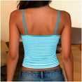 thumbnail image 4 of Tank Tops for Women Striped Spaghetti Strap Ribbed Scoop Neck Slim Fit Summer Party Camisole Sky Blue 2XL, 4 of 5