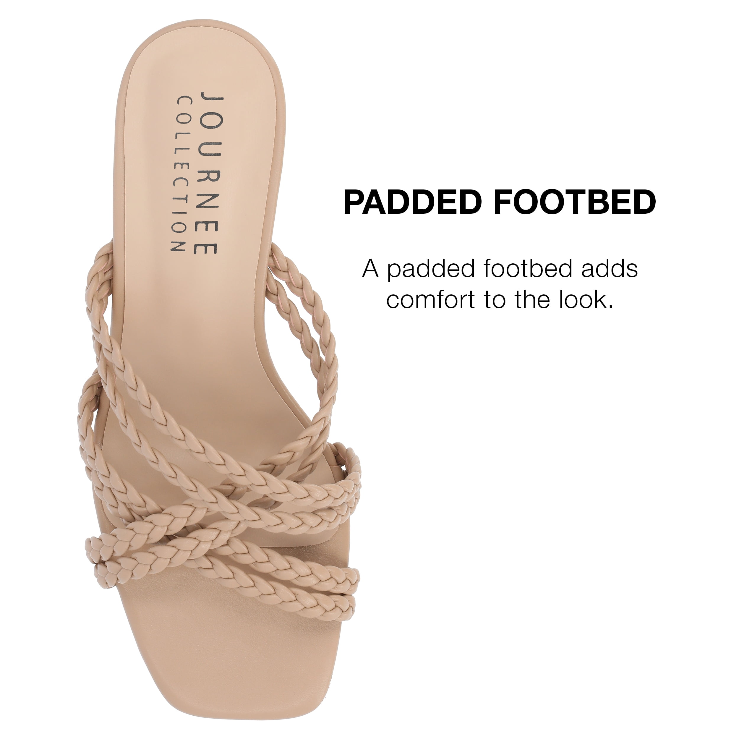 Journee Collection Womens Baylen Braided Strap Slip On Wedge Sandals
