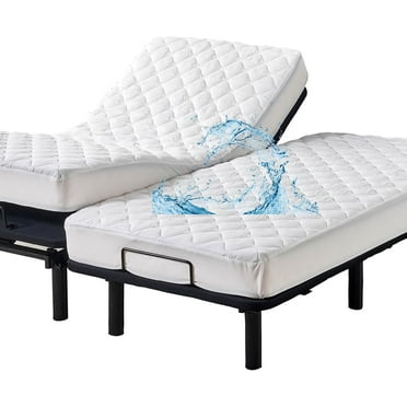 Waterproof Quilted Split King Mattress Protector Pad for Adjustable Bed Noiseless Fitted Mattress Cover Soft Padded Topper with Up to 16 Deep Pocket