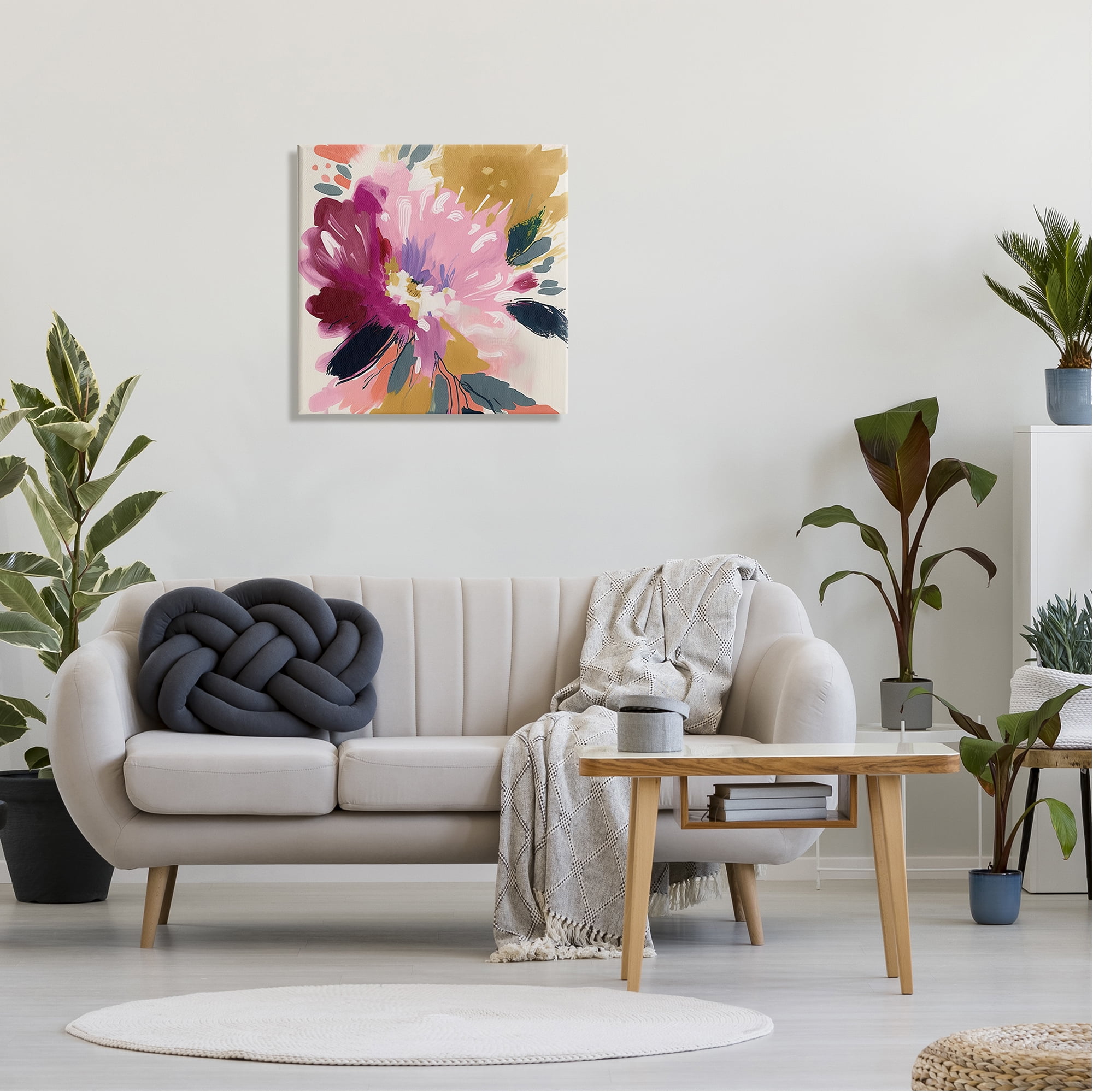 Stupell Industries Purple Abstract Floral Botanical & Floral Painting Gallery Wrapped Canvas Art Print Wall Art, 24 x 24