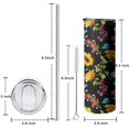 thumbnail image 5 of 20oz Black Sunflower Skinny Tumblers Stainless Steel Tumbler with Lid and Straw,Vacuum Insulated Double Wall Travel Tumbler Cups with Cleaning Brush for Coffee,Tea, 5 of 6