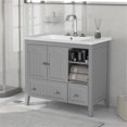 36” Modern Grey Bathroom Vanity with Spacious Ceramic Basin Stylish