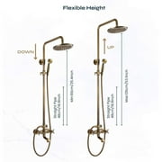 Antique Brass Bathroom Shower Faucet mixer set Rainfall Twin Head kit Tub Spout Exposed