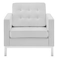 thumbnail image 5 of Contemporary Modern Urban Designer Living Room Lounge Club Lobby Accent Side Chair Armchair, Faux Vinyl Leather, White, 5 of 5