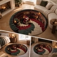 thumbnail image 4 of Festive Christmas Round Rug, Non-Slip Living Room Sofa Foot Cushion, Soft Area Mat for Bedroom Kitchen Holiday Home，23.6in, 4 of 5