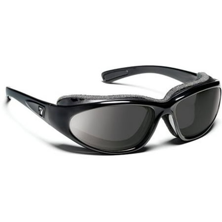 7 Eye Air Shield Sunglasses Bora, Sharp View Clear Pc Lens, Glossy Black Frame,