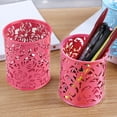 thumbnail image 4 of XUFLVPSEF Metal Rose Flower Hollow Pen Pencil Pot Cylinder Container Makeup Cosmetic Brushes Holder Organizer Pen Holder Stationery Storage Office Supplies Hot Pink Out Rose Pencil Holder, 4 of 8