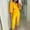 Yellow, variant on Idoravan Women Sets Clothing Womens Solid Color Long Sleeve Square Collar Cropped Slim Top + Casual Long Pants Suit Set