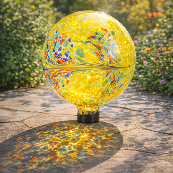 Outdoor Gazing ball Decoration,Glass gazing globe, with Multi-color decor for Enhancing Garden, Yard, & Walkway Decor(Yellow)