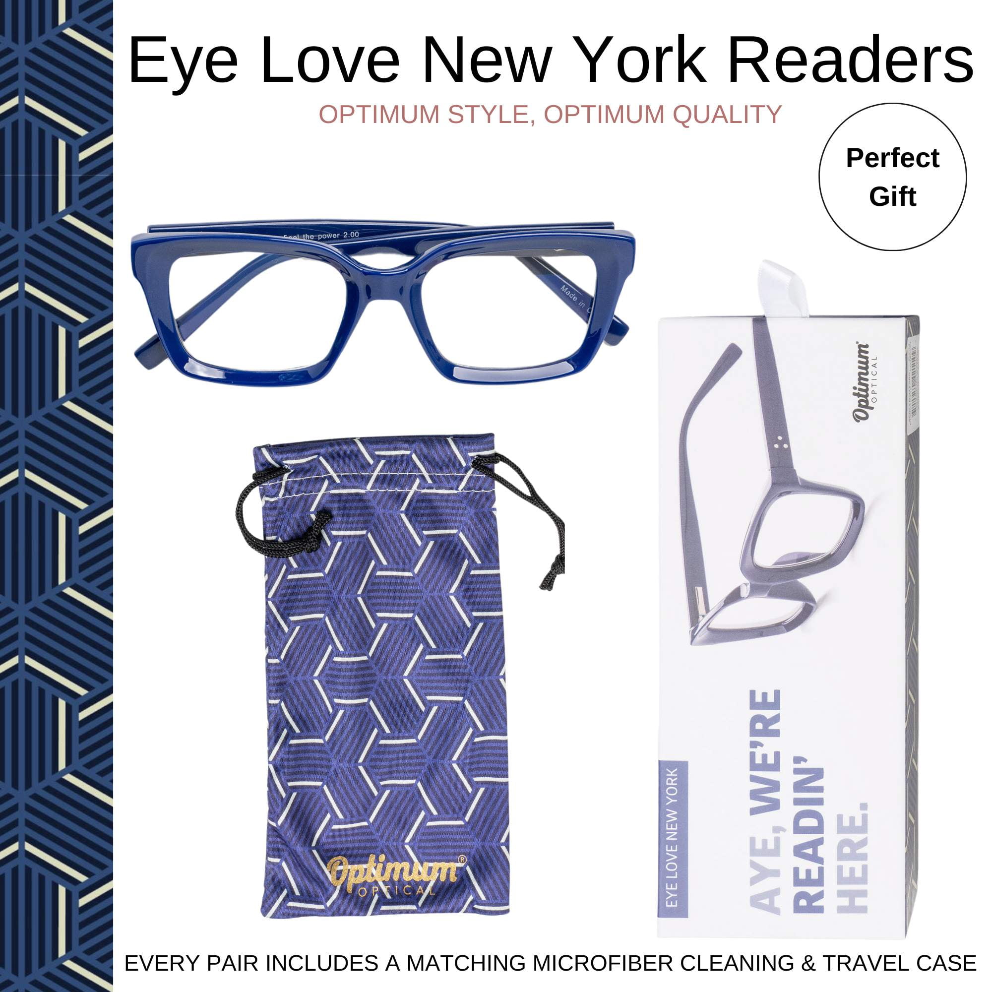 Optimum Optical Signature Blue Light Filtering Readers - Eye Love New York, +1.75