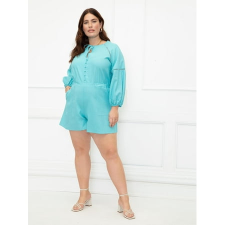 ELOQUII Elements Women's Plus Size Romper With Trim