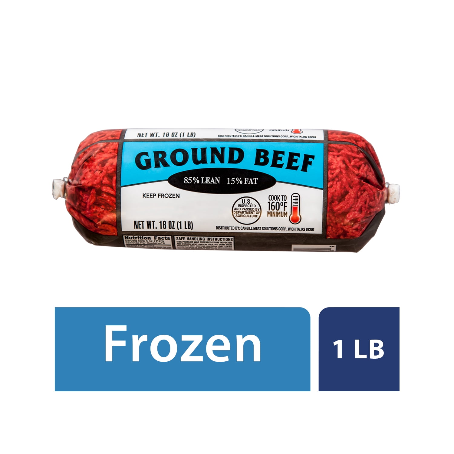Frozen 85 Lean/15 Fat, Ground Beef Roll, 1 lb
